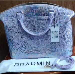 Brahmin Purple and Pink Tote Bag with Textured Design